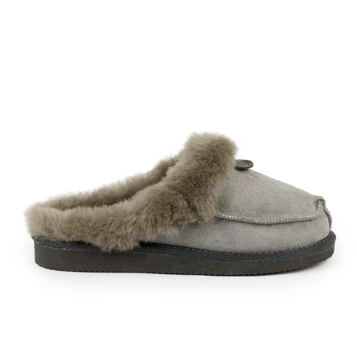 Szare pantofle skórzane IRESHOES ocieplane kapcie - obrazek 2