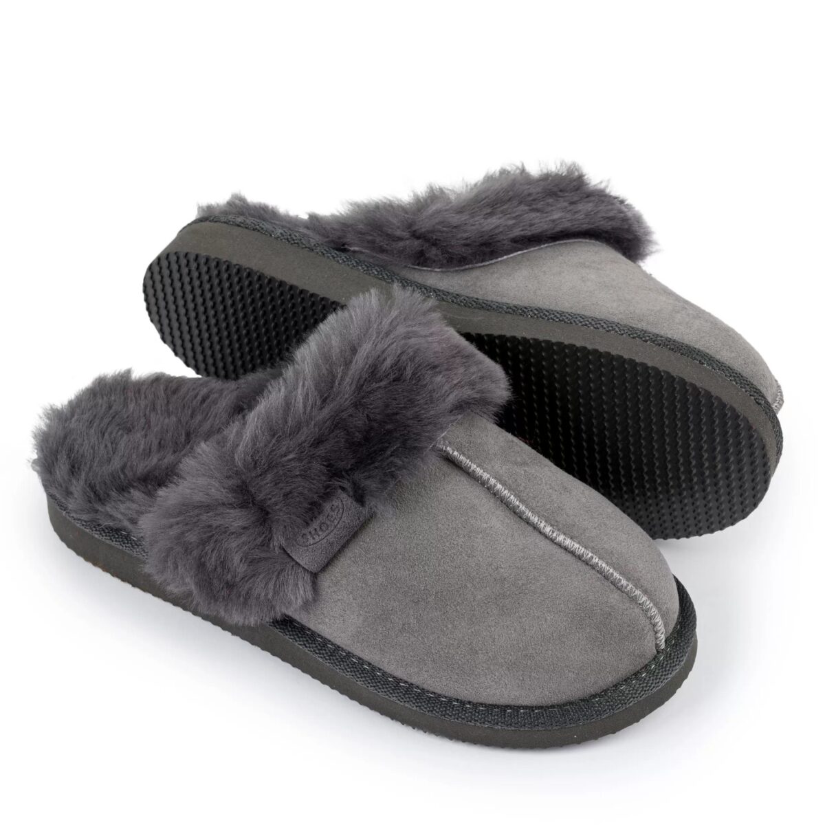 kapcie skórzane wsuwane ireshoes szare