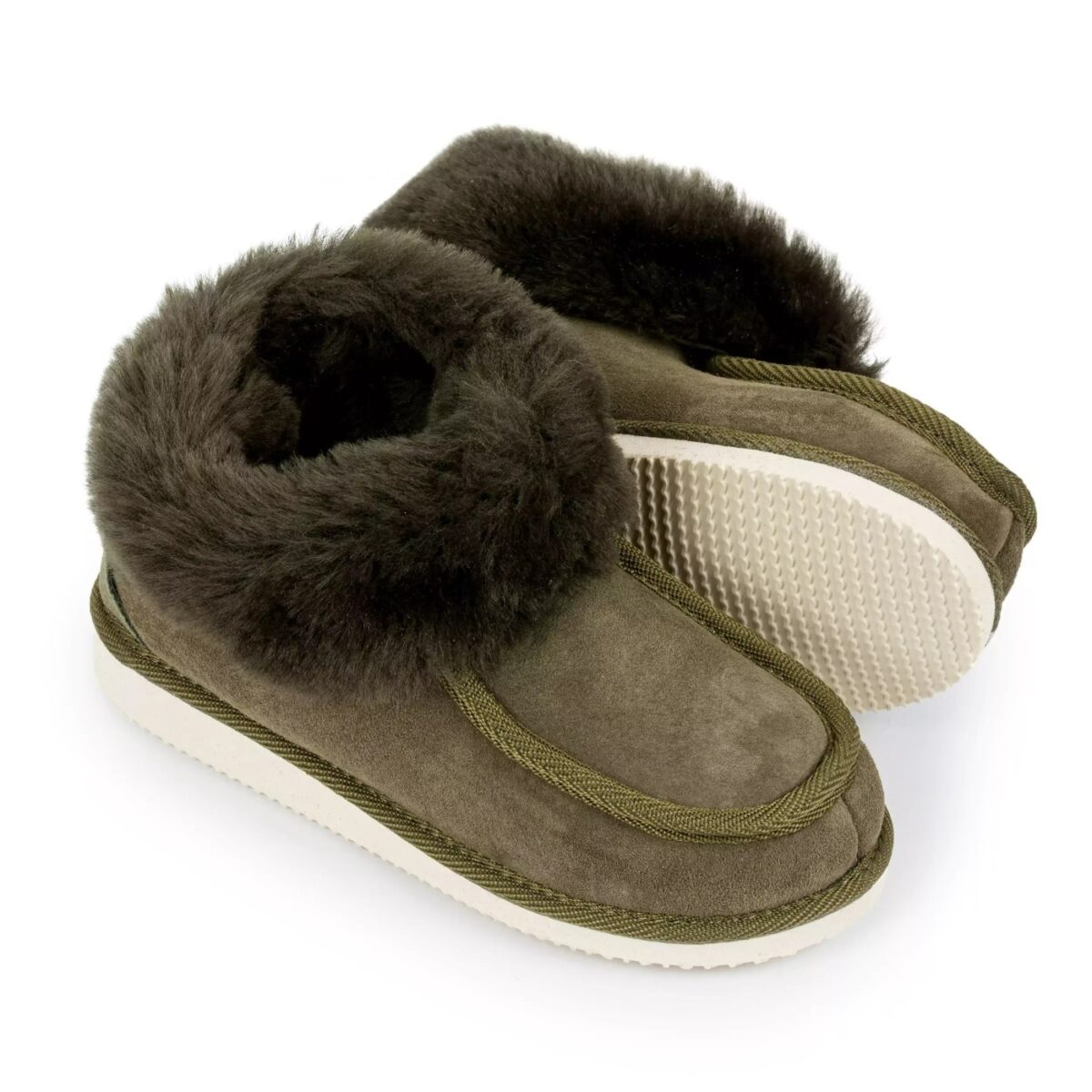 Skórzane pantofle z piętą IRESHOES – zielone