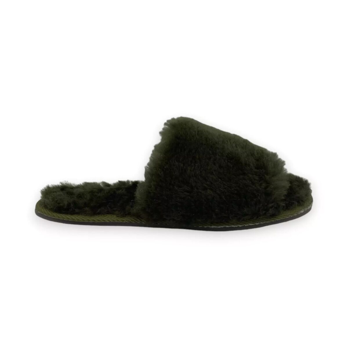 Kapcie odkryte wełniane IRE SHOES – puchate kapcie skórzane damskie - obrazek 2