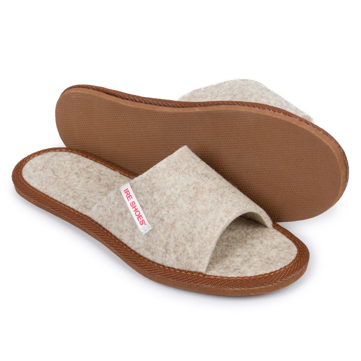 Kapcie Damskie IreShoes Pantofle Naturalny Filc Odkryte