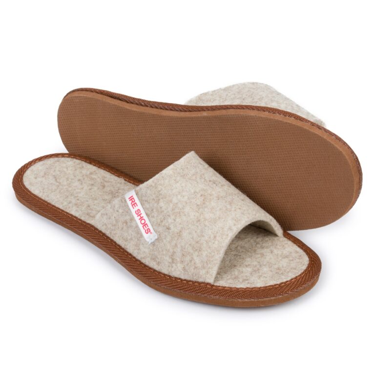 Kapcie Damskie IreShoes Pantofle Naturalny Filc Odkryte