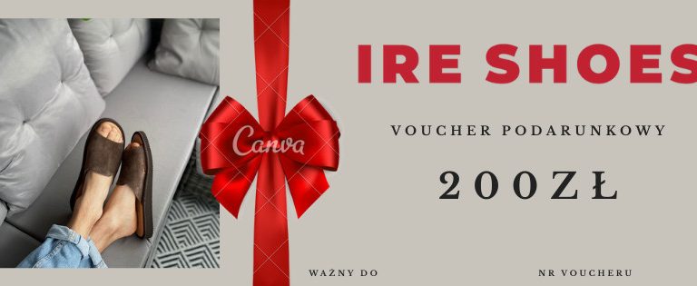 Kupon podarunkowy IRE SHOES 200 zł – prezent dla babci i dziadka, Voucher IRE SHOES 200 zł – kapcie skórzane dla seniorów,
