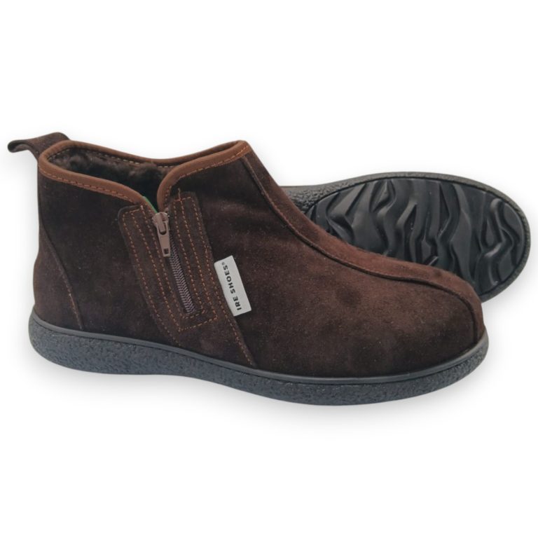 Półbuty męskie z wełny owczej IRE SHOES brązowe Trzewiki skóra zamszowa