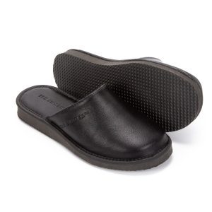 Kapcie męskie skórzane czarne Ire-Shoes