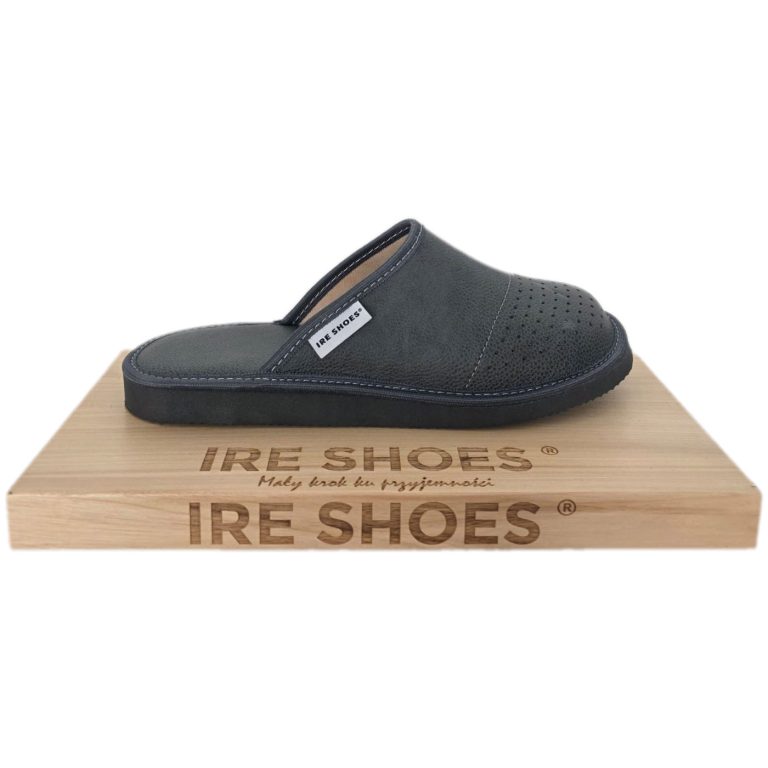 Kapcie męskie skórzane szare – miękkie, wygodne od pierwszego założenia, komfort PREMIUM