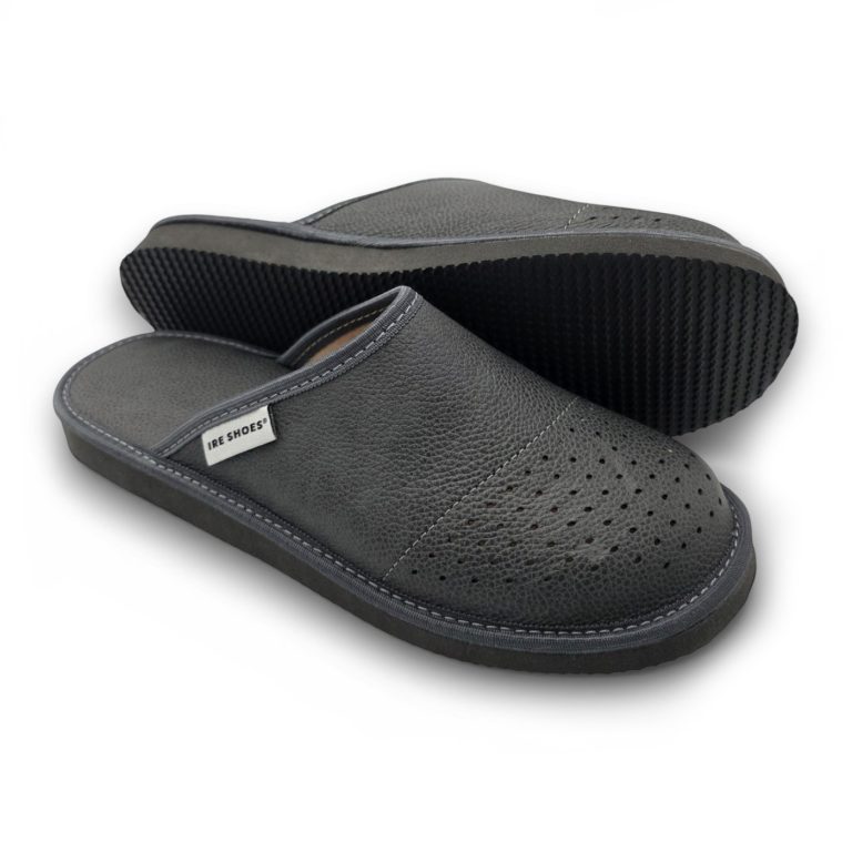 Kapcie męskie skórzane szare – miękkie, wygodne od pierwszego założenia, komfort PREMIUM