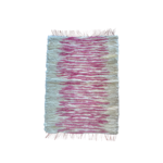 Puszysty dywan biało-różowy wełniany tkany ręcznie 105 x 70