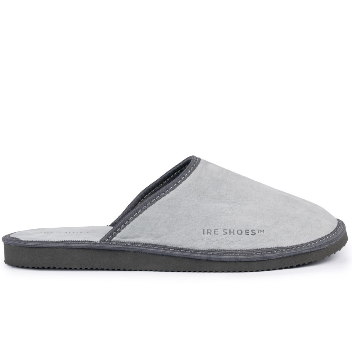 Kapcie skórzane Męskie IRESHOES nubuk szare 41-46 klapki miękkie wygodne - obrazek 3