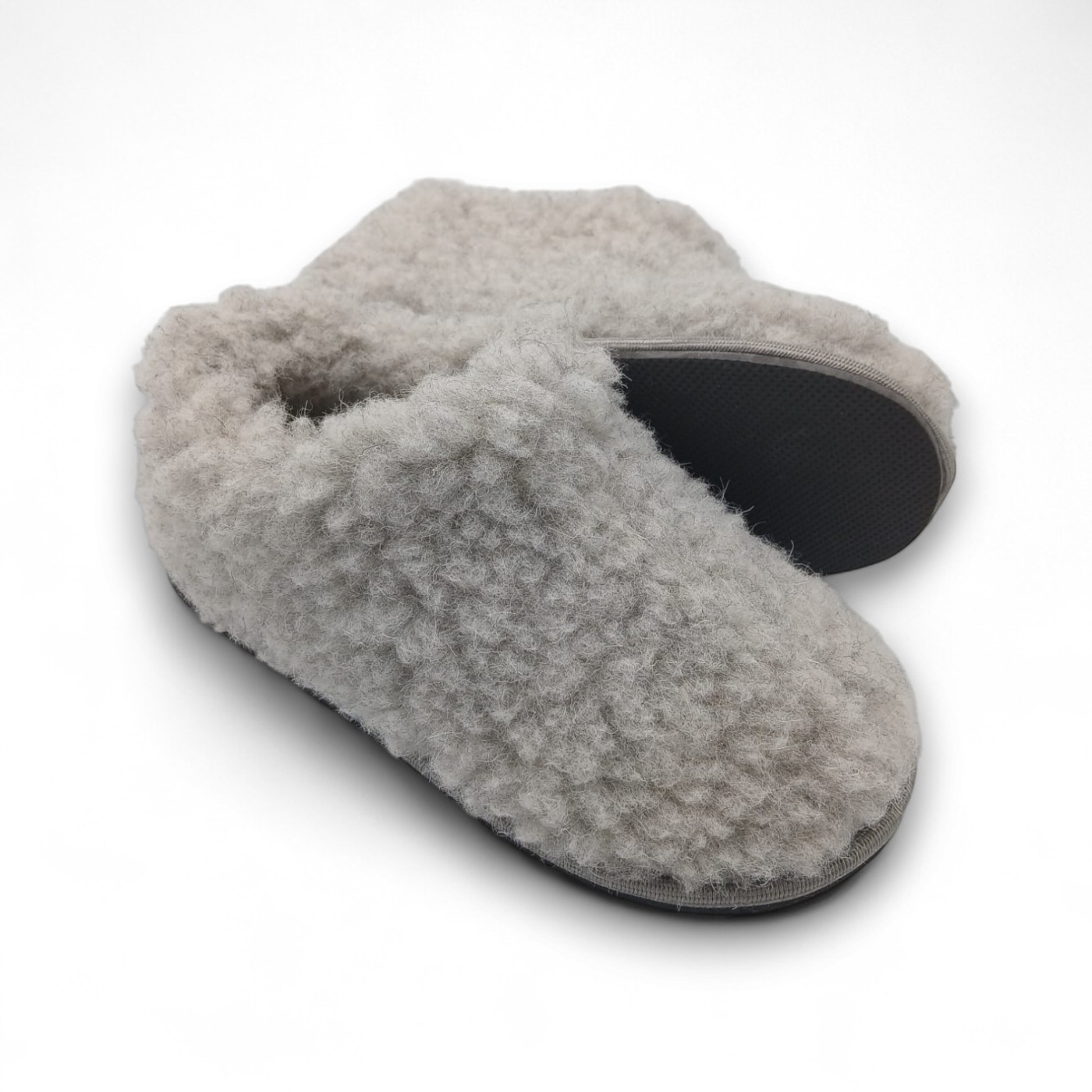 Kapcie dziecięce wełniane z runa owczego IRE SHOES szare ciepłe miękkie - obrazek 6