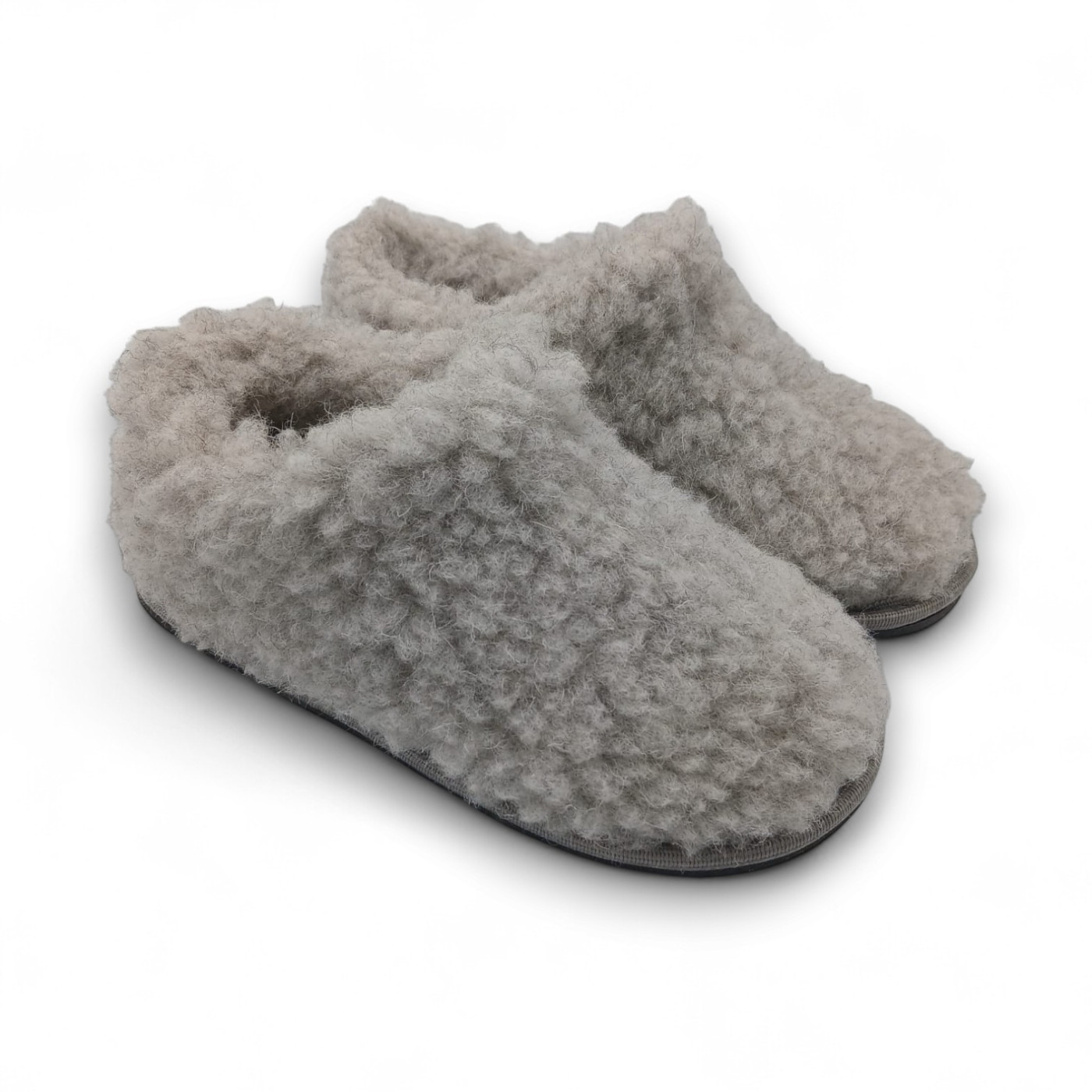 Kapcie dziecięce wełniane z runa owczego IRE SHOES szare ciepłe miękkie - obrazek 5