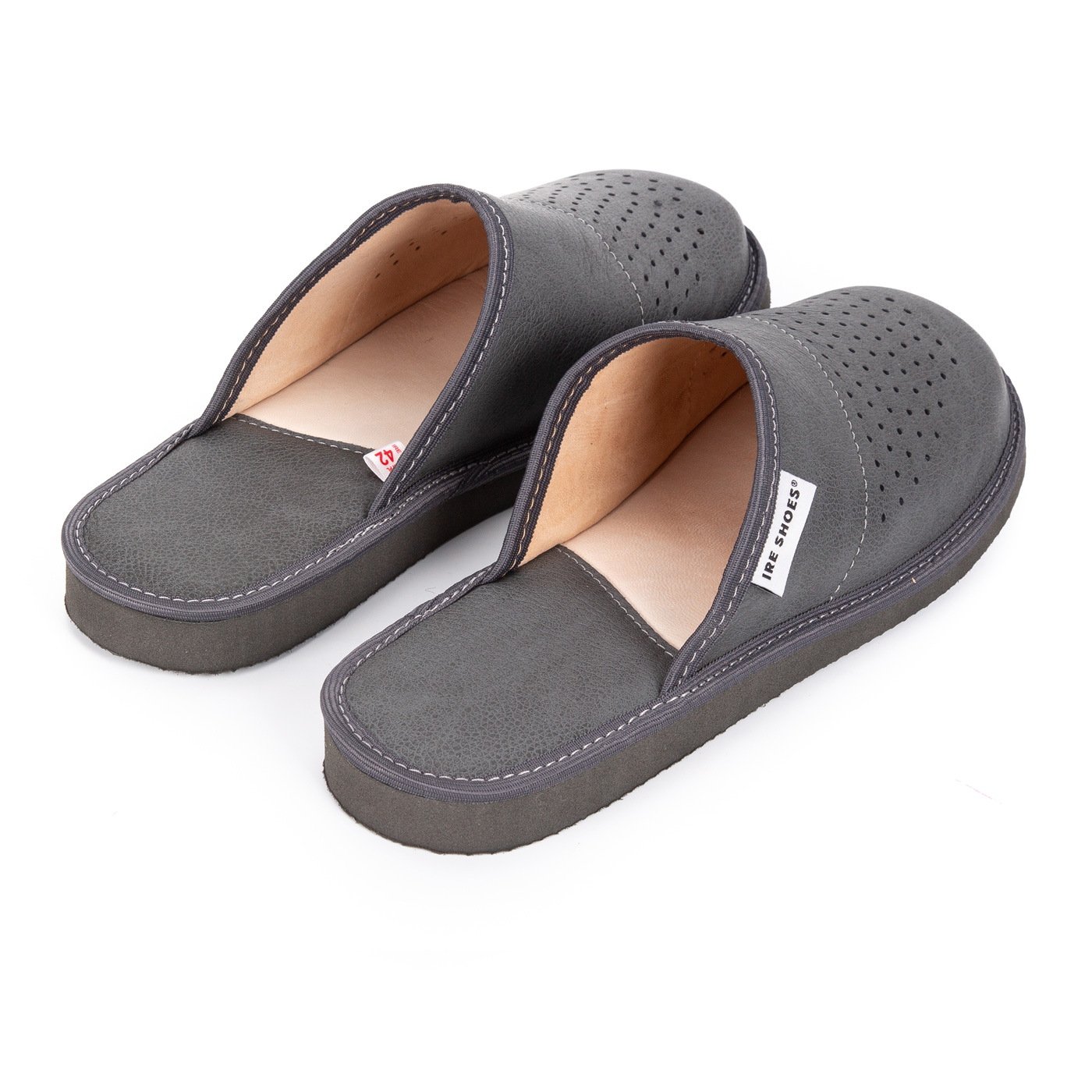 Kapcie męskie skórzane szare – miękkie, wygodne od pierwszego założenia, komfort PREMIUM - obrazek 4